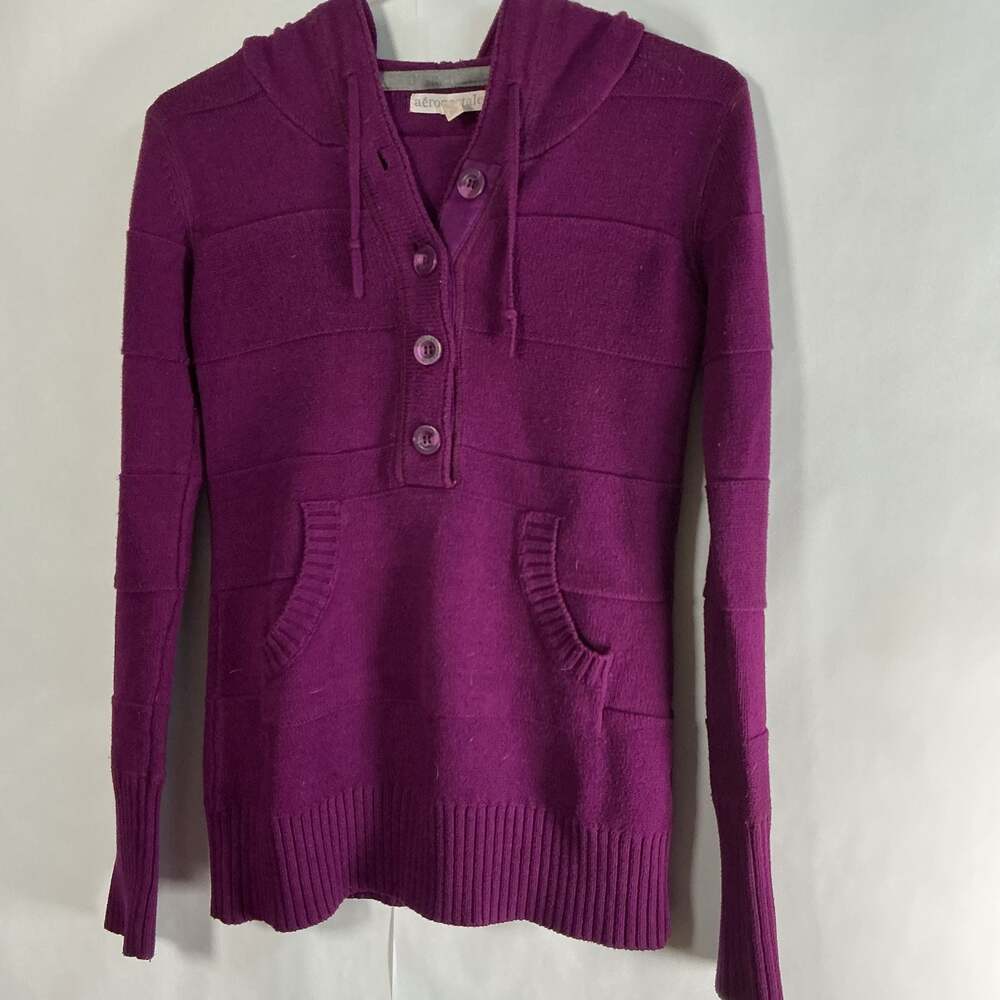 Aeropostale Purple Knit Hooded Sweater Size M